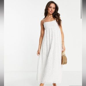 ASOS DESIGN BABYDOLL WHITE MAXI DRESS